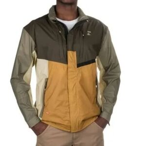 Poler Mens Breezy Colorblock Windbreaker Jacket Green/Almond/Ochre Size XL